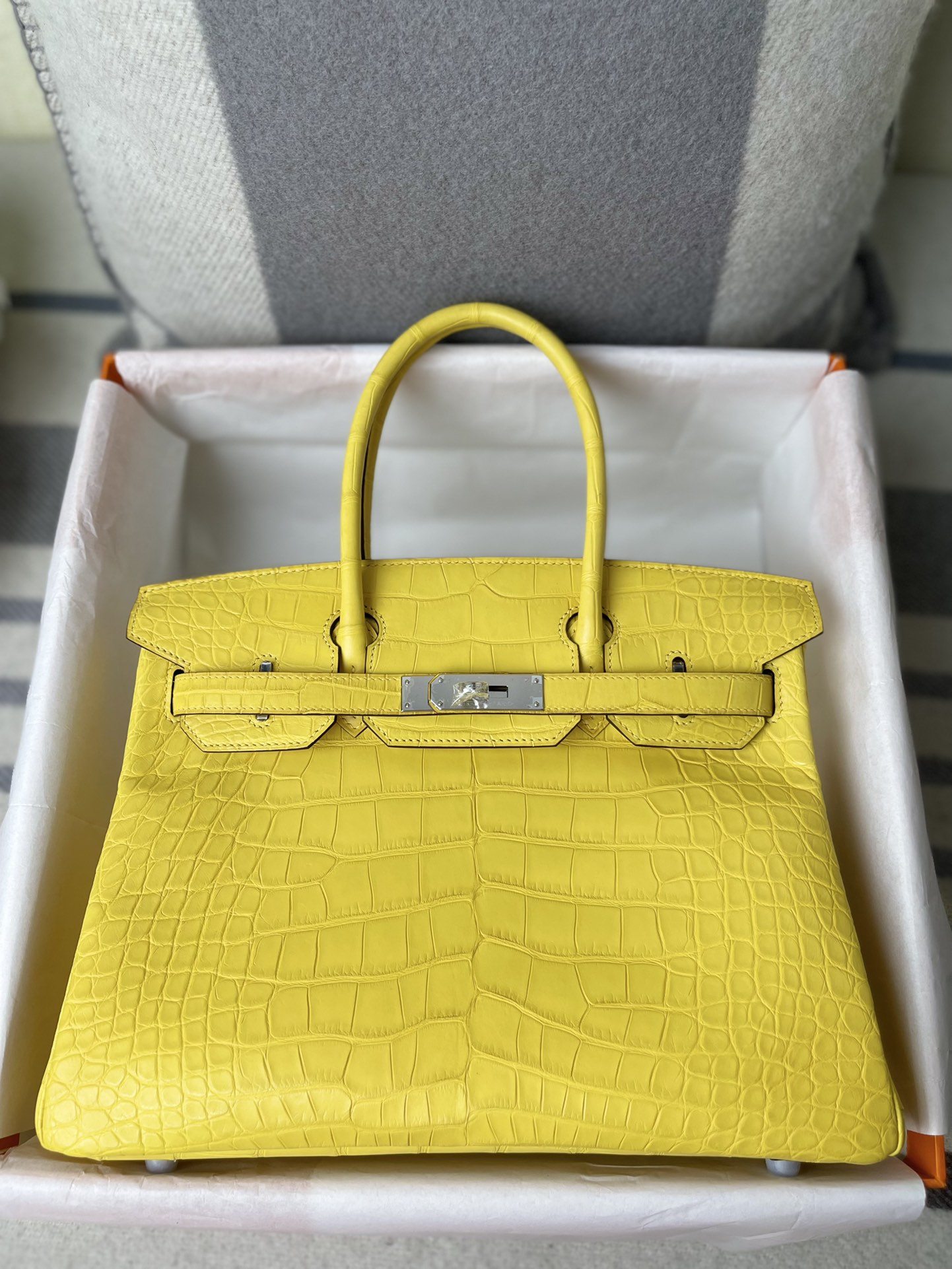 Hermes Birkin 30CM Handmade Bag In Yellow Crocodile Niloticus Matte Skin